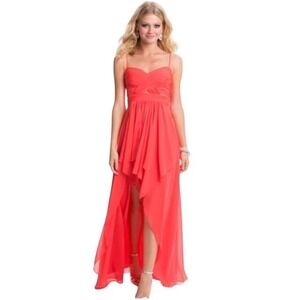 Hailey Logan Adrianna Papell Neon Homecoming Dress Size 7/8 Ruched Chiffon